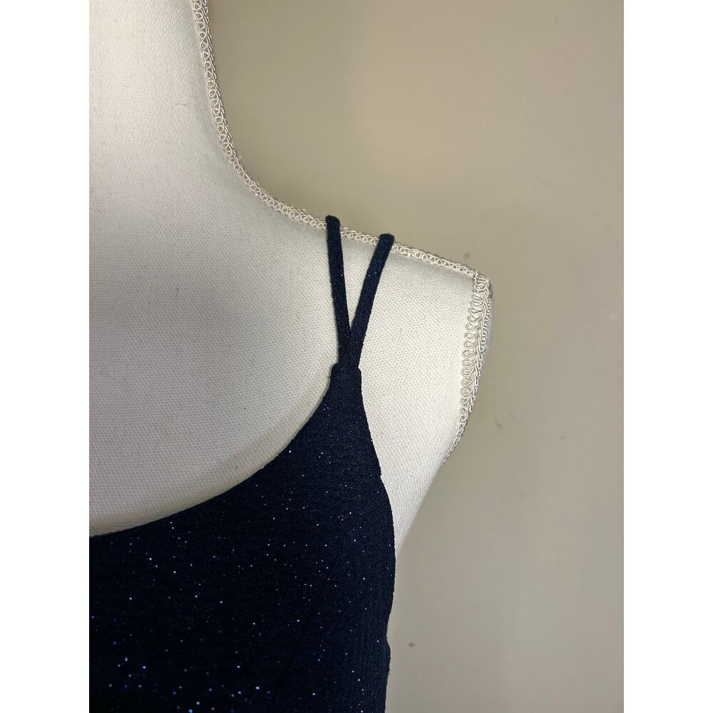 Midnight Doll Asymmetrical one-shoulder neckline, Navy Blue Shimmer Dress-Size S - Picture 8 of 13